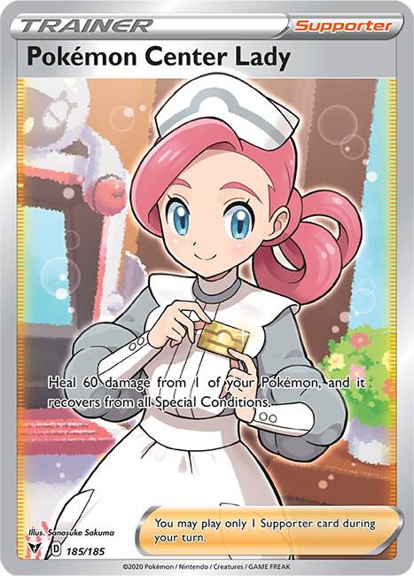 Pokemon Center Lady Full Art 185/185 (SWSH04: Vivid Voltage)  - Holofoil
