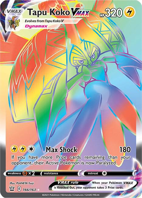 Tapu Koko VMAX Secret 166/163 (SWSH05: Battle Styles)  - Holofoil