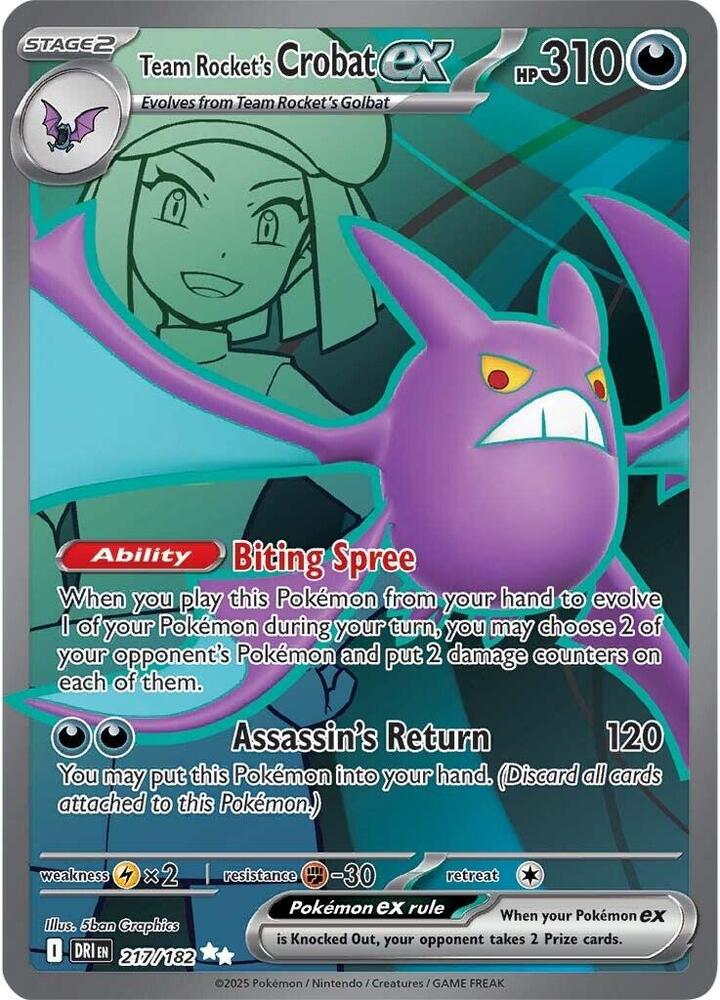 Team Rocket's Crobat ex 217/182 (SV10: Destined Rivals)  - Holofoil