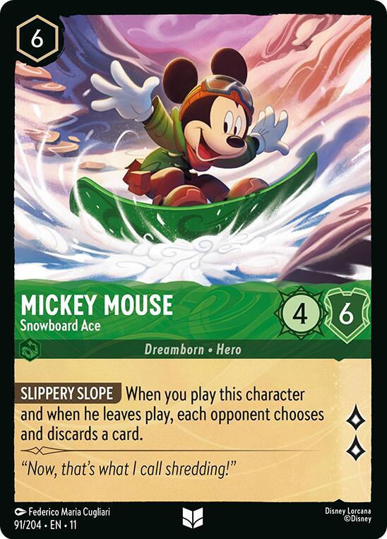 Mickey Mouse, Snowboard Ace 91/204 (Winterspell) 