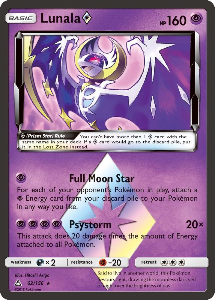 Lunala Prism Star 62/156 (SM - Ultra Prism)  - Holofoil