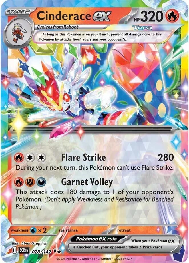 Cinderace ex 028/142 (SV07: Stellar Crown)  - Holofoil