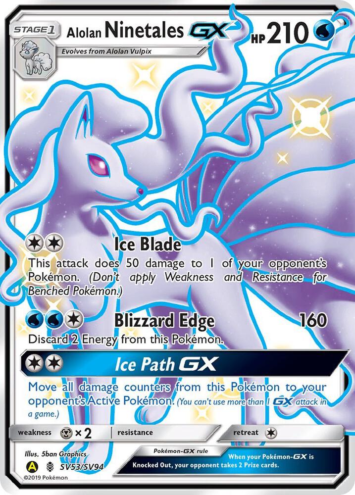 Alolan Ninetales GX SV53/SV94 (Hidden Fates: Shiny Vault)  - Holofoil