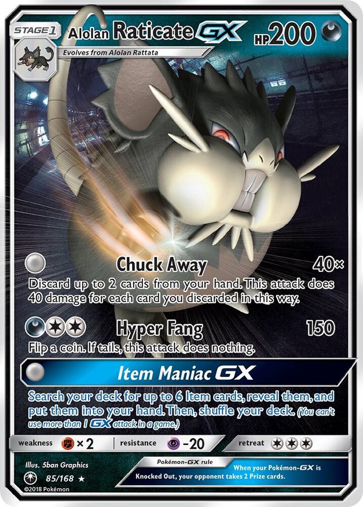 Alolan Raticate GX 85/168 (SM - Celestial Storm)  - Holofoil