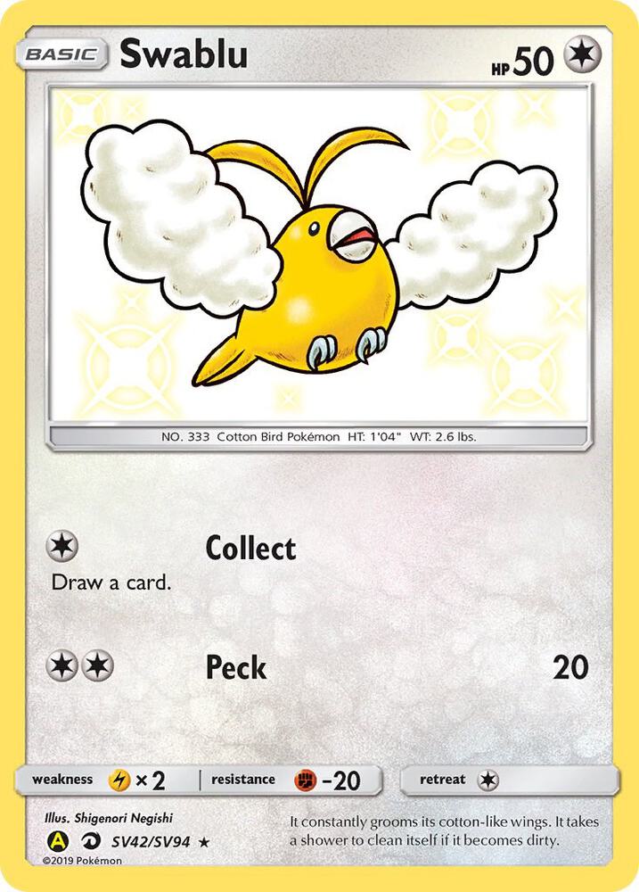 Swablu SV42/SV94 (Hidden Fates: Shiny Vault)  - Holofoil