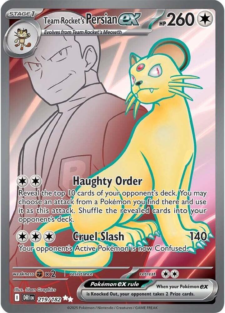 Team Rocket's Persian ex 219/182 (SV10: Destined Rivals)  - Holofoil