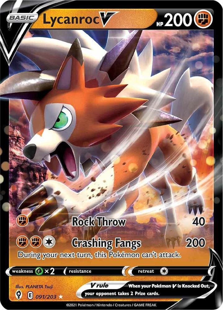 Lycanroc V 091/203 (SWSH07: Evolving Skies)  - Holofoil