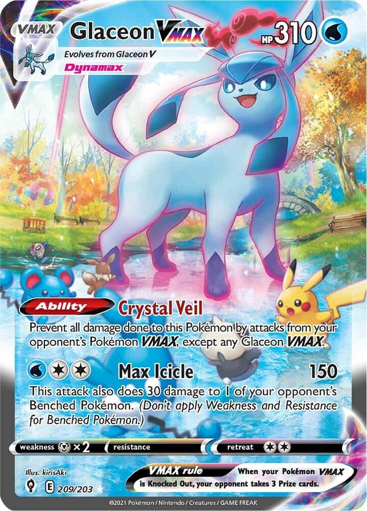 Glaceon VMAX Secret 209/203 (SWSH07: Evolving Skies)  - Holofoil