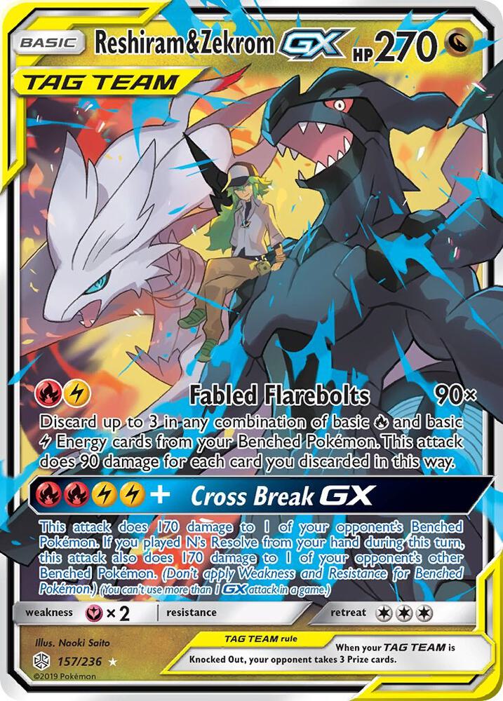 Reshiram and Zekrom GX 157/236 (SM - Cosmic Eclipse)  - Holofoil