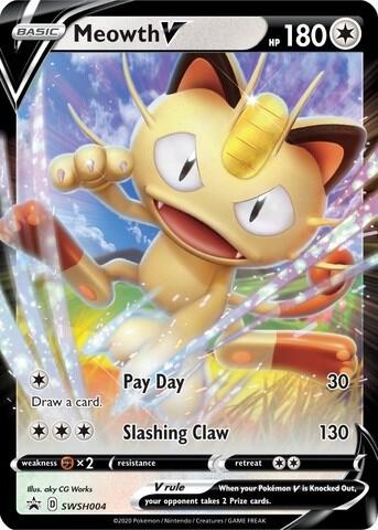 Meowth V SWSH004 (SWSH: Sword & Shield Promo Cards)  - Holofoil