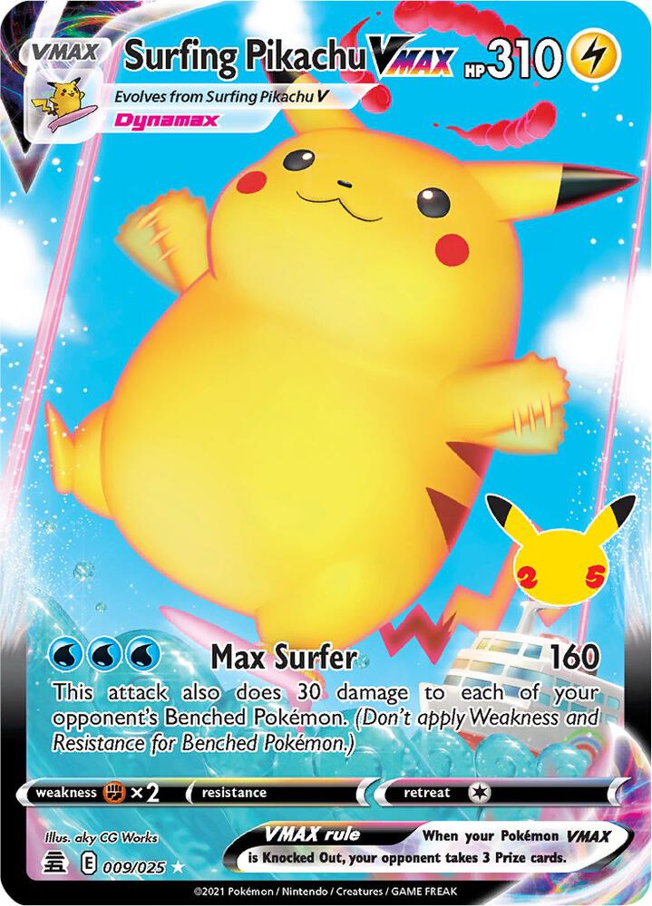 Surfing Pikachu VMAX 009/025 (Celebrations)  - Holofoil