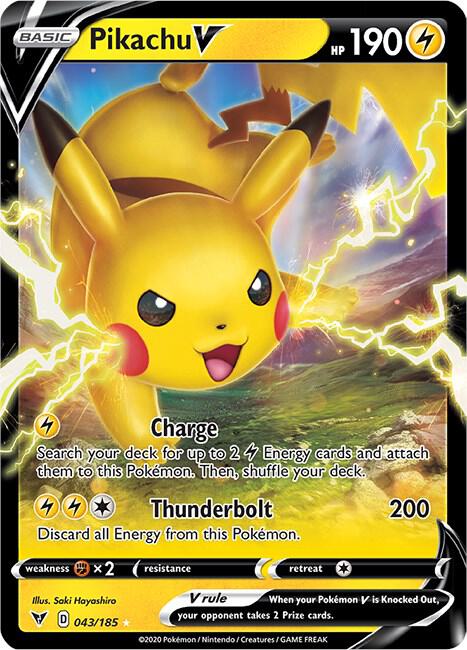 Pikachu V 043/185 (SWSH04: Vivid Voltage)  - Holofoil