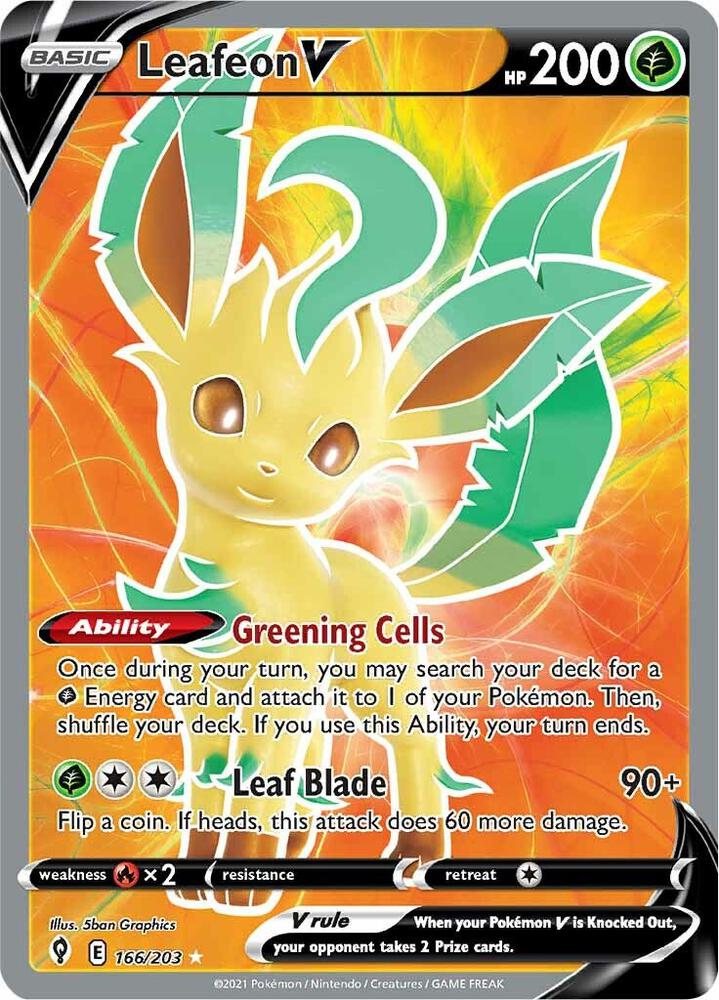 Leafeon V 166/203 (SWSH07: Evolving Skies)  - Holofoil
