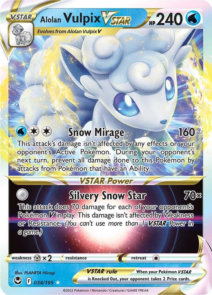 Alolan Vulpix VSTAR 034/195 (SWSH12: Silver Tempest)  - Holofoil