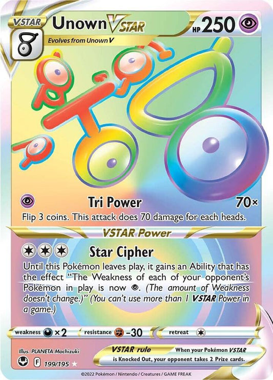Unown VSTAR Secret 199/195 (SWSH12: Silver Tempest)  - Holofoil