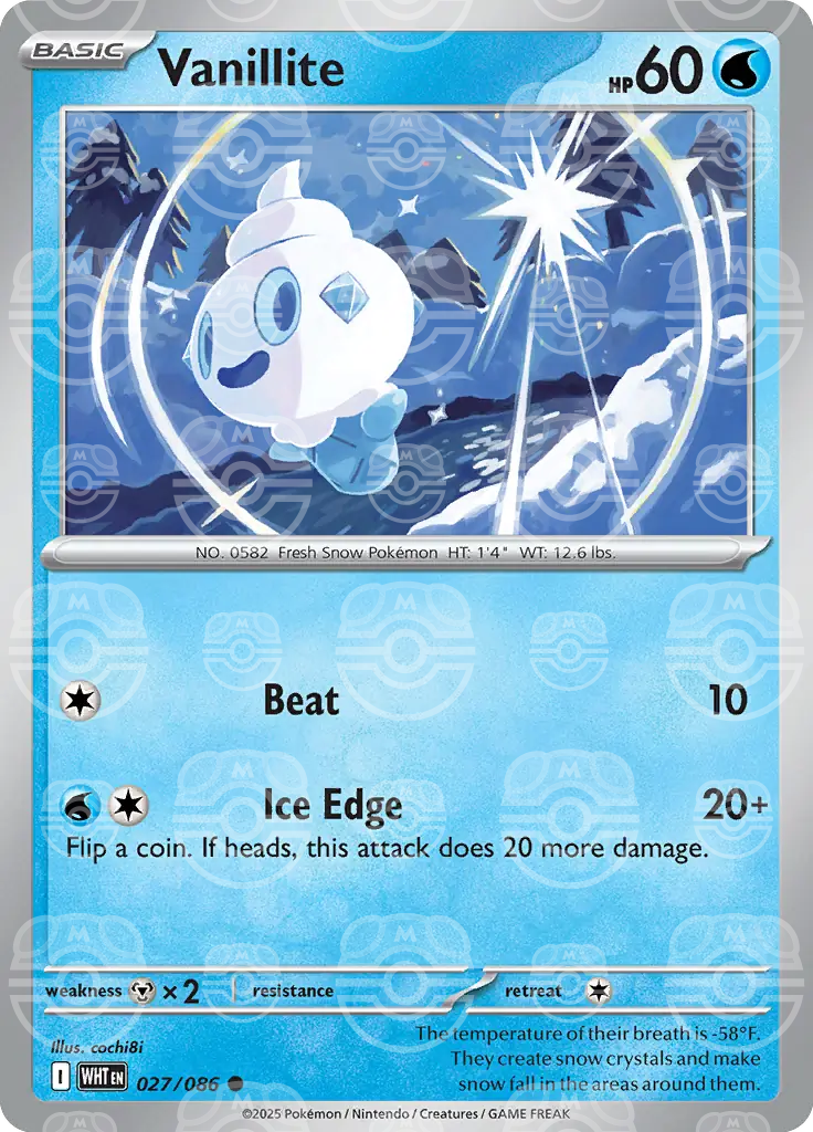 Vanillite 027/086 (SV: White Flare)  - Master Ball Holofoil