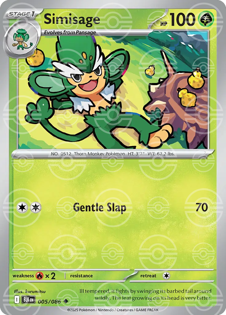 Simisage 005/086 (SV: Black Bolt)  - Poke Ball Holofoil