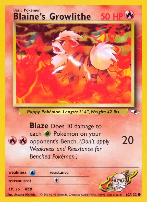 Blaine's Growlithe 062/132 (Gym Heroes)  - Unlimited