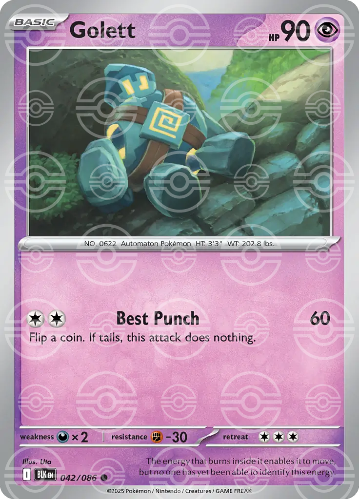 Golett 042/086 (SV: Black Bolt)  - Poke Ball Holofoil