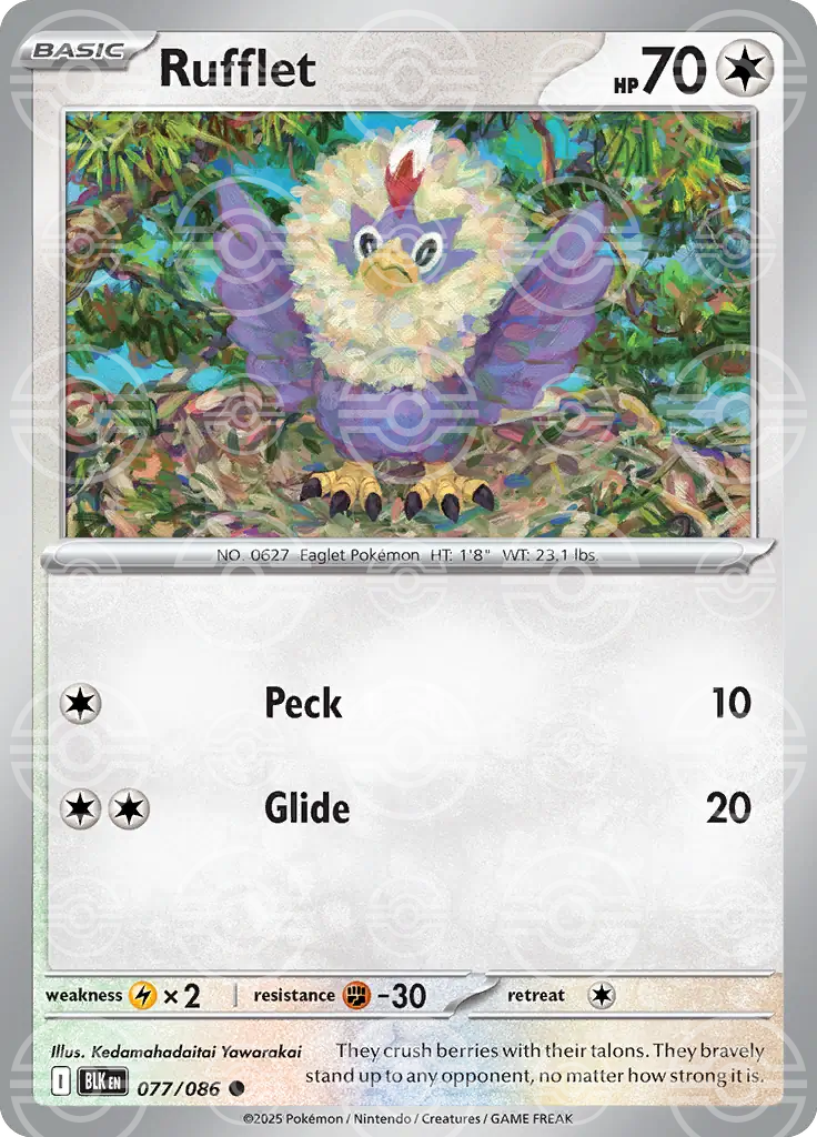 Rufflet 077/086 (SV: Black Bolt)  - Poke Ball Holofoil