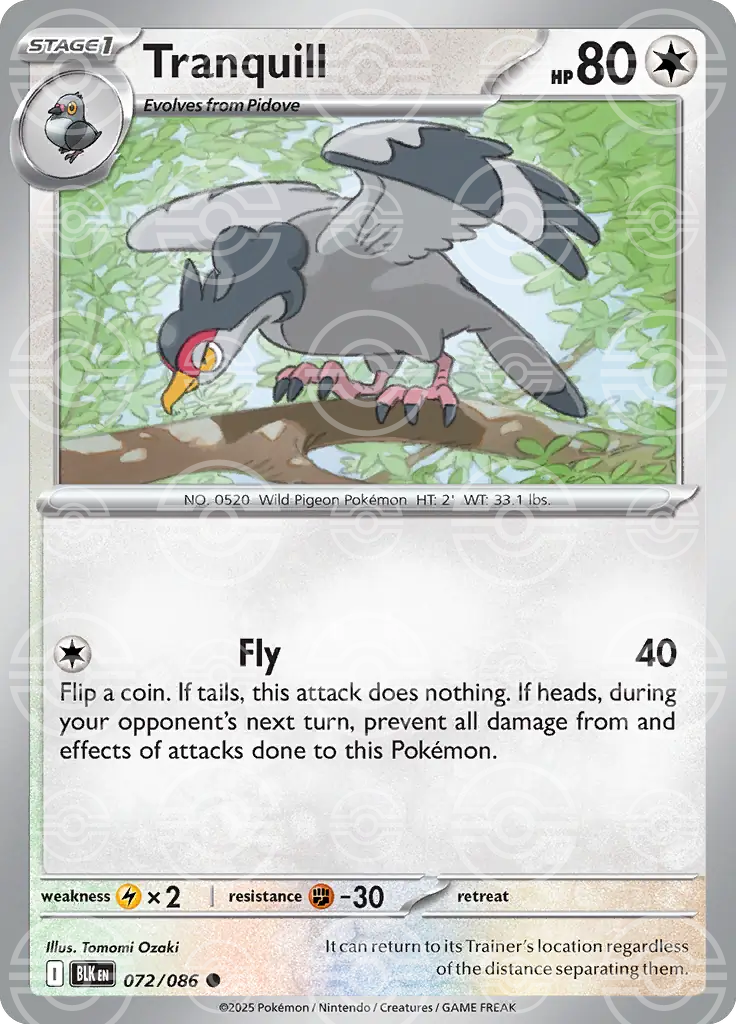 Tranquill 072/086 (SV: Black Bolt)  - Poke Ball Holofoil