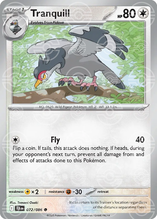 Tranquill 072/086 (SV: Black Bolt)  - Poke Ball Holofoil