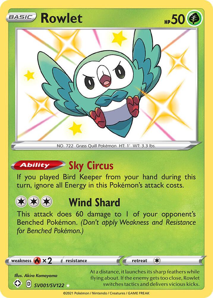 Rowlet SV001/SV122 (Shining Fates: Shiny Vault)  - Holofoil