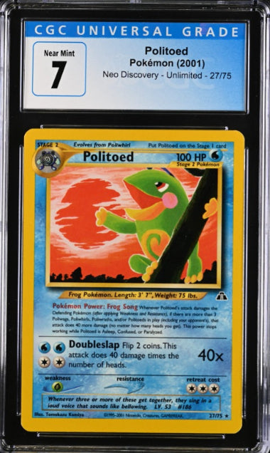 CGC 7 - POLITOED #27 - 2001 POKEMON NEO DISCOVERY - UNLIMITED - GRADED CARD