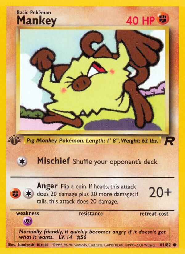 Mankey 61/82 (Team Rocket)  - 1st Edition