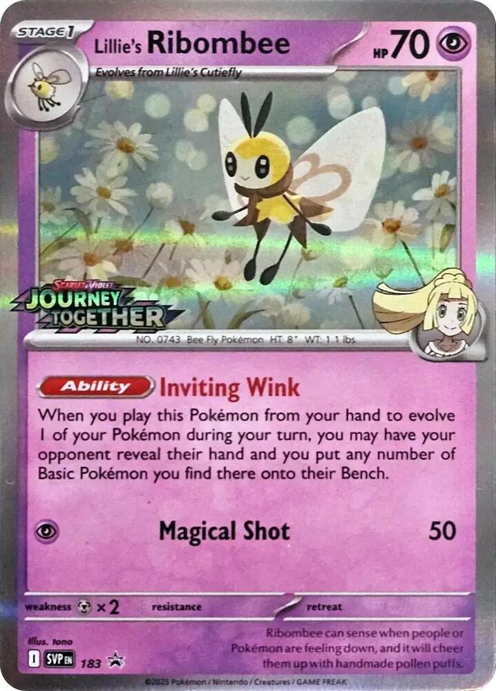 Lillie's Ribombee Prerelease 183 (SV: Scarlet & Violet Promo Cards)  - Holofoil