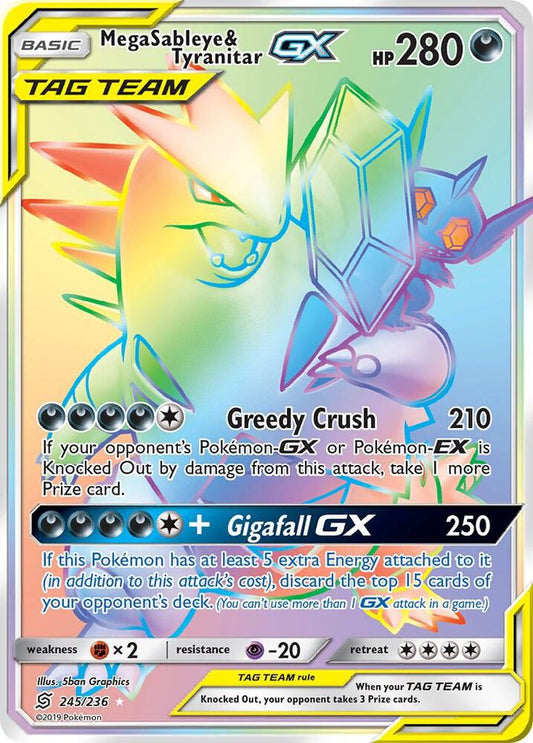 Mega Sableye and Tyranitar GX Secret 245/236 (SM - Unified Minds)  - Holofoil