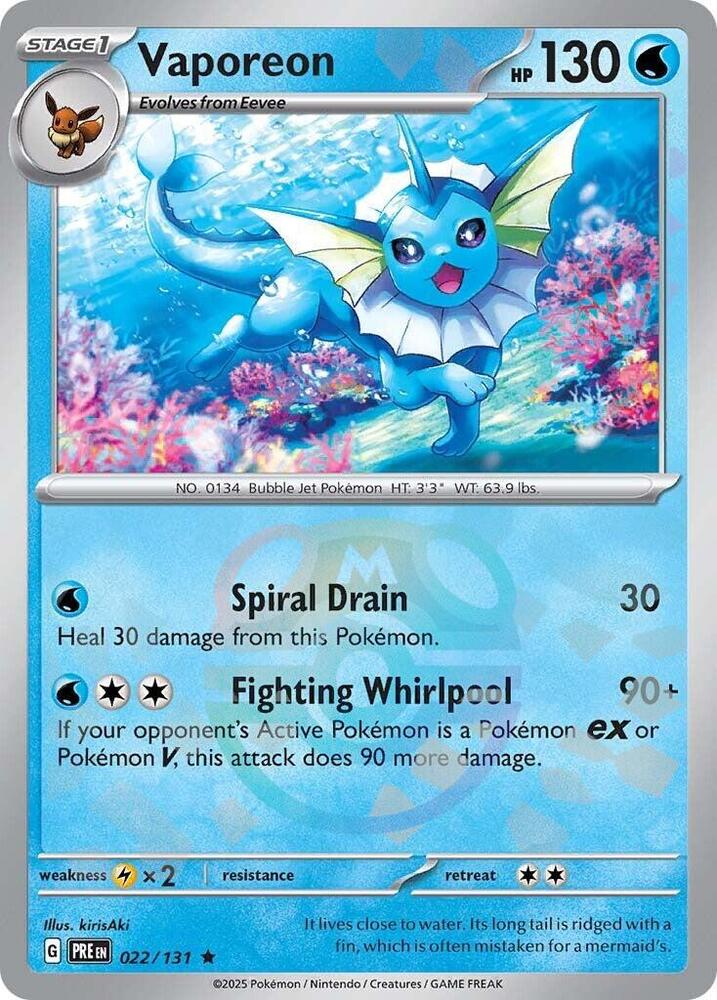 Vaporeon 022/131 (SV: Prismatic Evolutions)  - Master Ball Holofoil