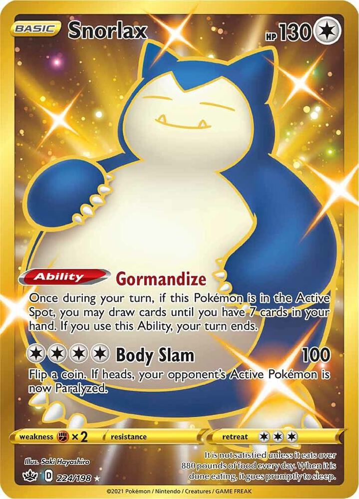 Snorlax Secret 224/198 (SWSH06: Chilling Reign)  - Holofoil