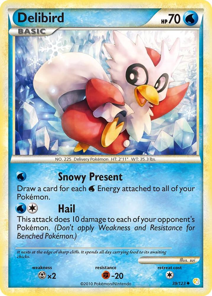 Delibird 39/123 (HeartGold SoulSilver)  - Reverse Holofoil