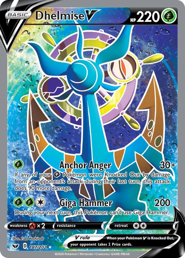 Dhelmise V Full Art 187/202 (SWSH01: Sword & Shield Base Set)  - Holofoil