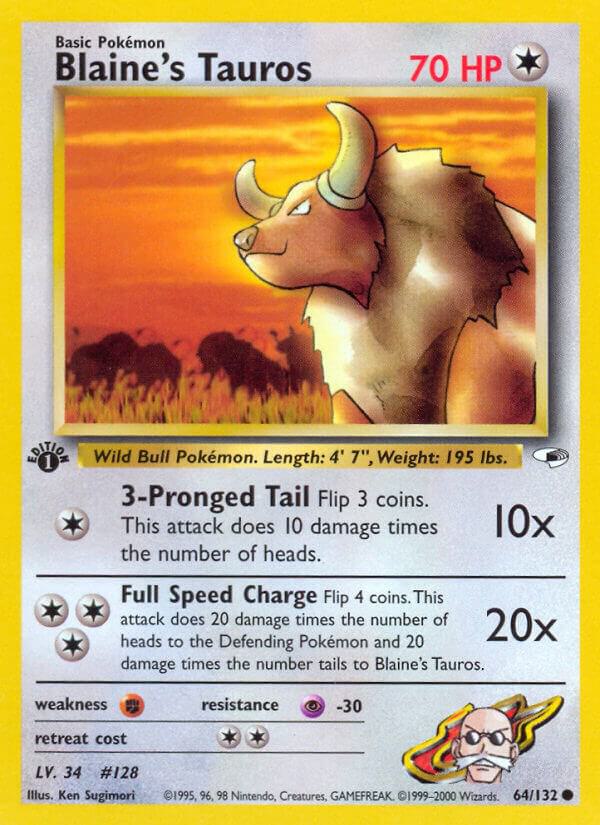 Blaine's Tauros 064/132 (Gym Heroes)  - 1st Edition