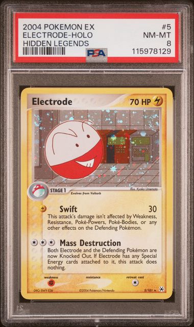 PSA 8 - POKEMON EX ELECTRODE #5 - HOLO GRADED CARD - 2004 POKEMON HIDDEN LEGENDS
