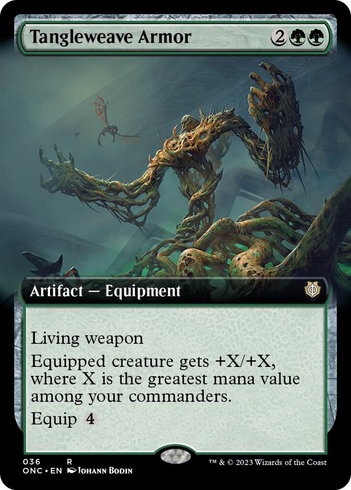 Tangleweave Armor 36/28 (Commander: Phyrexia: All Will Be One)  - Extended Art