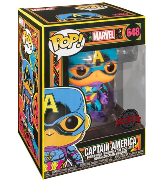 Captain America (Black Light) #648 Marvel US Special Edition Bobble Head Pop Vinyl Figure Funko