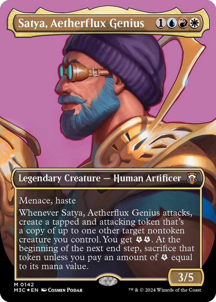 Satya, Aetherflux Genius 142/411 (Commander: Modern Horizons 3)  - Borderless Ripple Foil