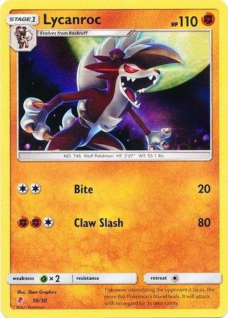 Lycanroc 30 Holofoil 30/30 (SM Trainer Kit: Lycanroc & Alolan Raichu)  - Holofoil