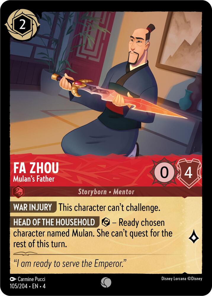 Fa Zhou, Mulan's Father 105/204 (Ursula's Return)  - Cold Foil