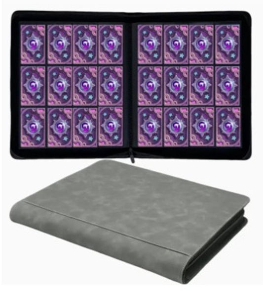 CARD BINDER - 12 pocket 720 Zippered PRO Binder Folder - GREY