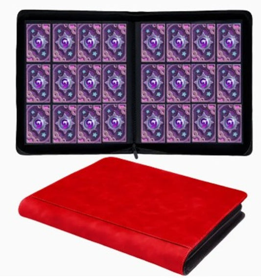 CARD BINDER - 12 pocket 720 Zippered PRO Binder Folder - RED