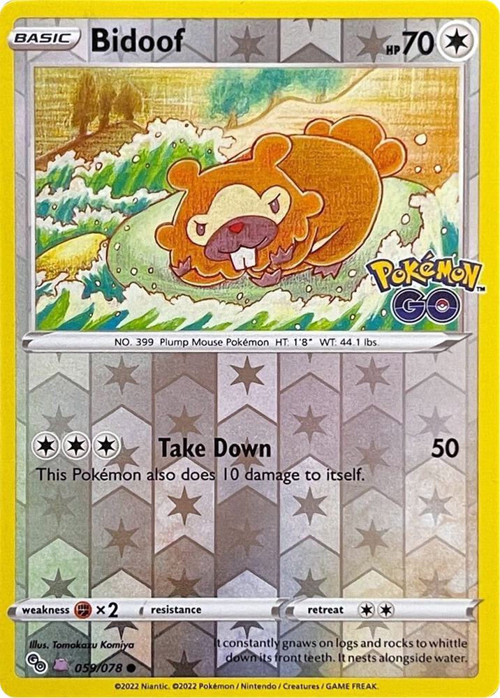 Bidoof Peelable Ditto 059/078 (Pokemon GO)  - Reverse Holofoil