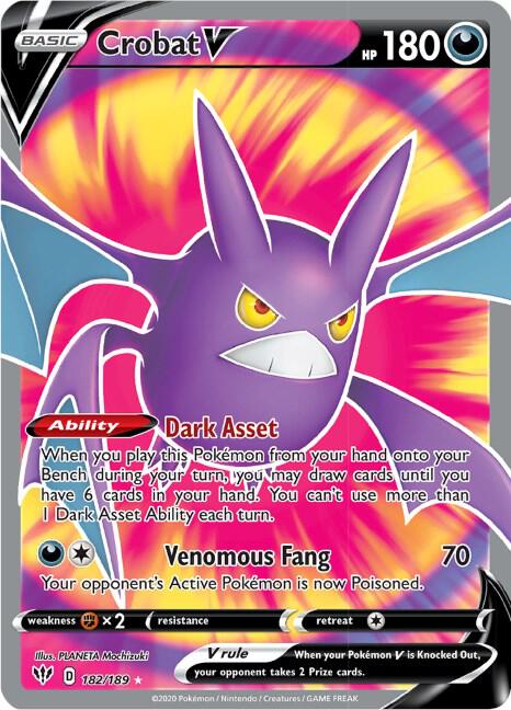 Crobat V 182/189 (SWSH03: Darkness Ablaze)  - Holofoil