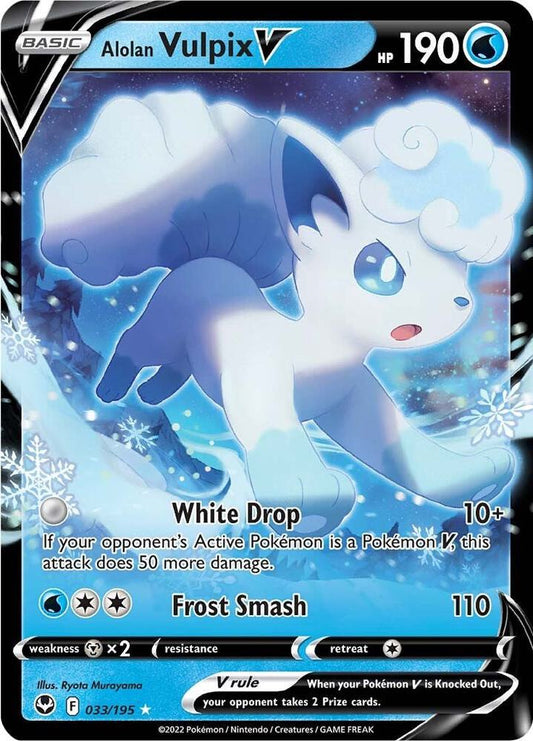 Alolan Vulpix V 033/195 (SWSH12: Silver Tempest)  - Holofoil