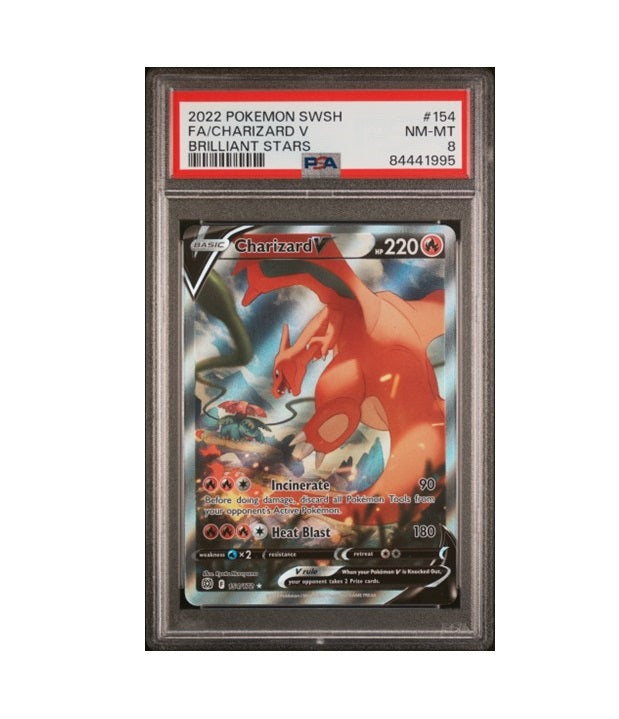 PSA 8 - 2022 POKEMON SWSH CHARIZARD V #154 FULL ART SPECIAL ILLUSTRATION BRILLIANT STARS