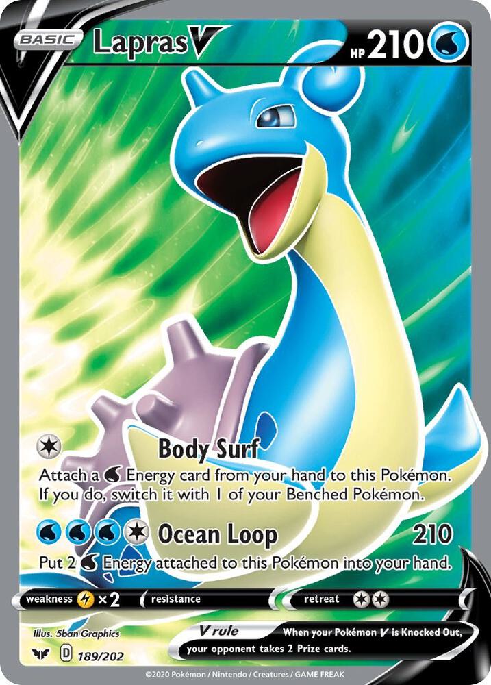 Lapras V 189/202 (SWSH01: Sword & Shield Base Set)  - Holofoil