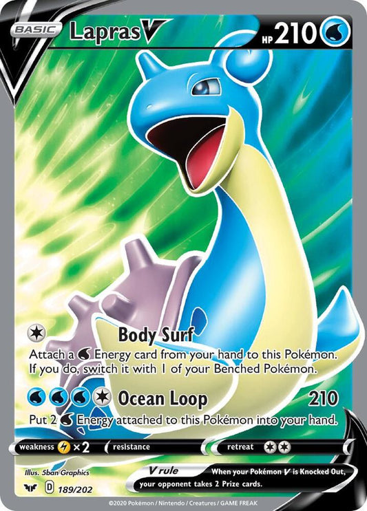 Lapras V 189/202 (SWSH01: Sword & Shield Base Set)  - Holofoil